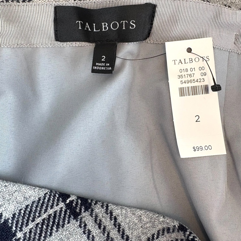 NWT, Talbot's, Women's Pencil Skirt, Gray & Black Plaid, Wool Blend, Size 2 - Picture 3 of 4